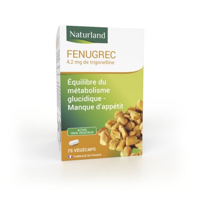 NATURLAND Fenugrec bio, Equilibre du m&eacute;tabolisme glucidique et Manque d'appetit 75 v&eacute;g&eacute;caps
