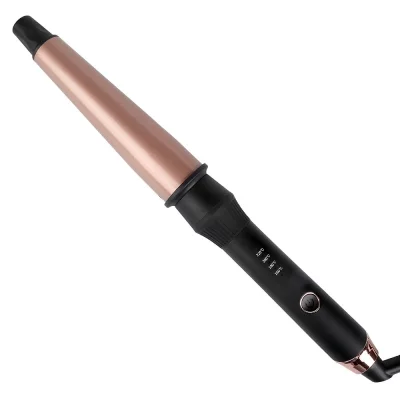 YONIS Fer &Agrave; Boucler Cheveux Boucleur Conique C&eacute;ramique Gant Chaleur LED Or Rose - 