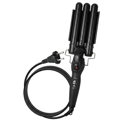 AVIZAR Fer &agrave; boucler triple tube C&eacute;ramique 70W PTC Noir