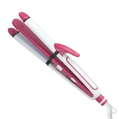 AVIZAR Fer &agrave; Lisser 3-en-1 avec Fonction Boucleur et Coiffeur Blanc / Rose
