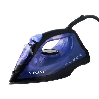 SOKANY Fer &agrave; Repasser &agrave; Vapeur 1600W avec Semelle C&eacute;ramique et R&eacute;servoir 190ml Noir / Bleu