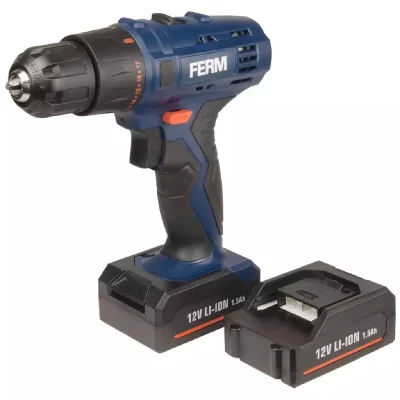 FERM  CDM1119 Perceuse sans fil 12V - 2 batteries Li-Ion 1.5Ah incluses