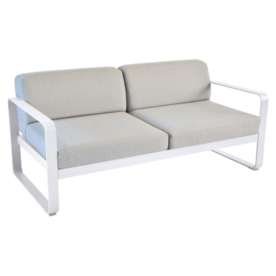 FERMOB  Canap&eacute; deux places BELLEVIE - 01 blanc coton - gris flanelle