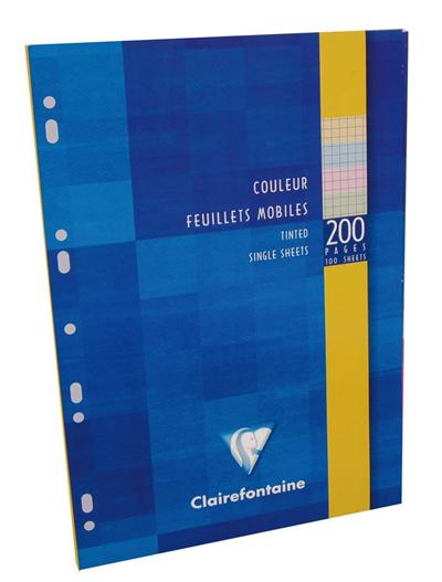 GENERIQUE Feuillets mobiles couleur s/&eacute;tui 21x29,7 200p (50x4 coul.assorties) Q.5x5