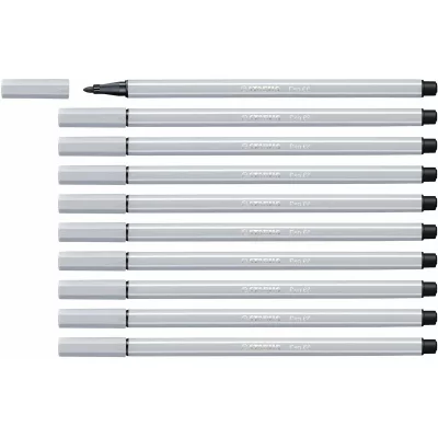 STABILO Feutre dessin -  Pen 68 - Lot x 10 feutres de coloriage pointe moyenne - Gris clair (68/94)