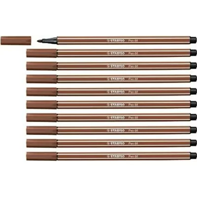 STABILO Feutre dessin  Pen 68 - Lot x 10 feutres de coloriage pointe moyenne - Marron Rouille (68/38)