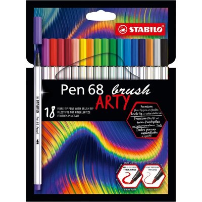 STABILO Feutre pinceau -  Pen 68 brush -Etui carton x 18 feutres -gamme ARTY