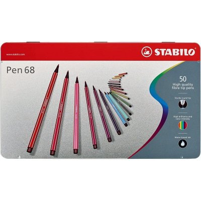STABILO Feutre  Pen 68 - bo&icirc;te m&eacute;tal de 50 feutres de dessin