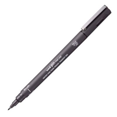 UNI-BALL Feutre technique Uni Pin - Pointe brush 0,02 mm - Gris Fonc&eacute;