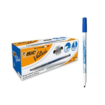 BIC Feutre Velleda 1721  pointe fine Bleu - Bo&icirc;te de 24 Feutres Bleu