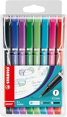 STABILO Feutres Sensor - 0,3mm - assortis - pochette de 8