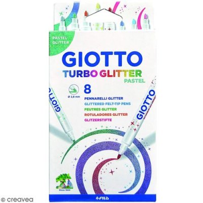 GIOTTO S Feutres Turbo Glitter Giotto - Pastel - 8 pcs