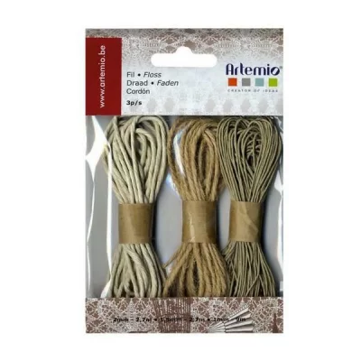 ARTEMIO Ficelle de chanvre Oldies - Assortiment 3 cordons -  - couleur variant