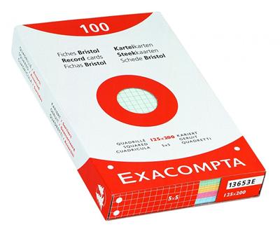 GENERIQUE Fiche bristol Exacompta petit carreaux 100x150 perforee assorti - boite de 100