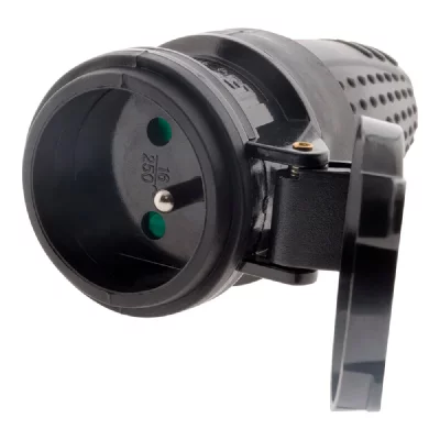 ZENITECH Fiche &eacute;lectrique femelle &eacute;tanche  IP44 16A 2P+T - Noir