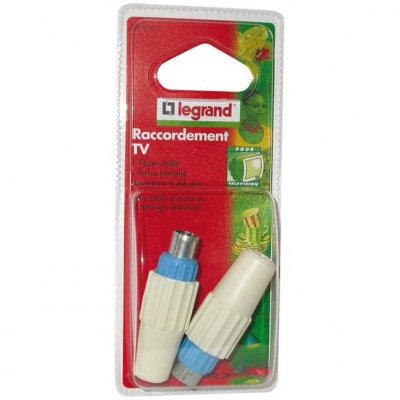 LEGRAND Fiche &eacute;lectrique m&acirc;le / femelle 2 p&ocirc;les + terre, 16 A, 