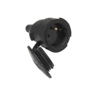 DEBFLEX Fiche femelle etanche avec volet 2P+T 16A droite a coiffe noir - Noir