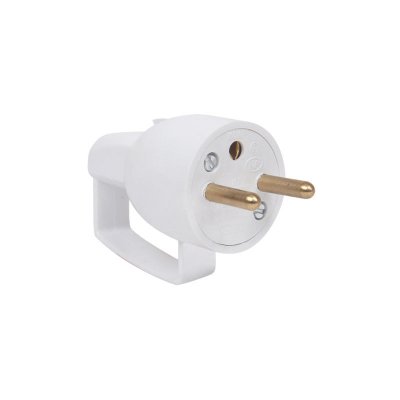 DEBFLEX Fiche m&acirc;le - &agrave; coiffe - 2P+T 16A - avec anneau - blanc 