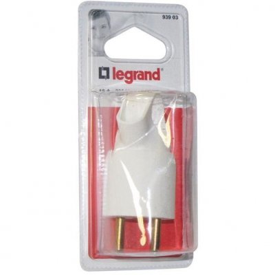 LEGRAND Fiche m&acirc;le avec terre plastique Annela - avec anneau - blister - blanc