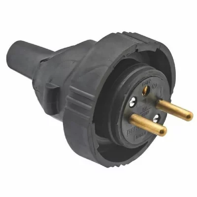 DEBFLEX Fiche male etanche a bague 2P+T 16A droite noir - Noir