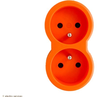 LEGRAND Fiche multiprise 2 prises 2P+T 16A 230V avec sorties frontales-orange