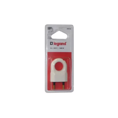 LEGRAND Fiche plastique 2p- 6 a male blanc &agrave; anneau 