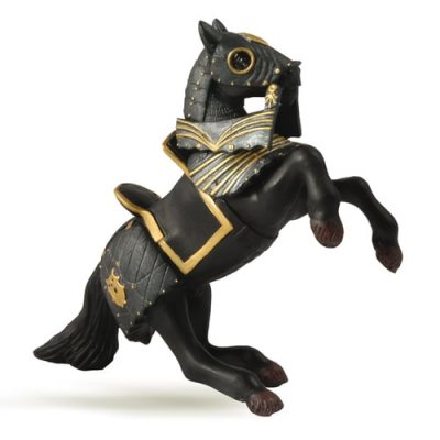 PAPO Figurine cheval cabr&eacute; en armure noire