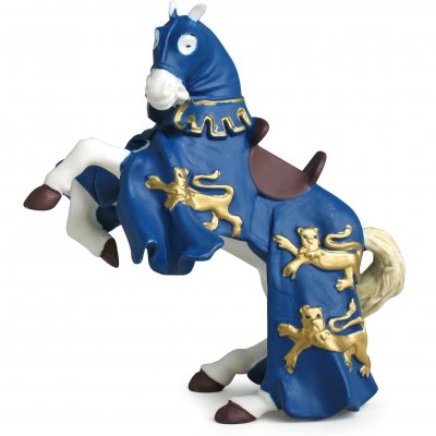 PAPO Figurine cheval du roi richard bleu (sans chevalier)