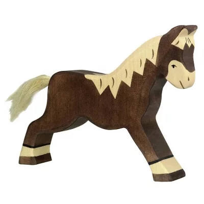 HOLZTIGER Figurine en bois Cheval fonc&eacute; l  