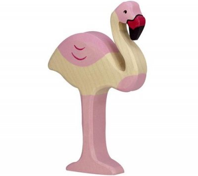 HOLZTIGER Figurine en bois Flamant Rose  