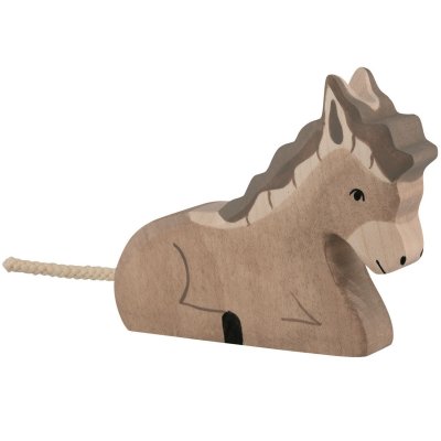 HOLZTIGER Figurine en bois  : animaux de la ferme : &acirc;ne allong&eacute;
