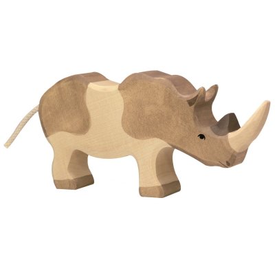 HOLZTIGER Figurine en bois  : Animaux de la Jungle : Rhinoc&eacute;ros