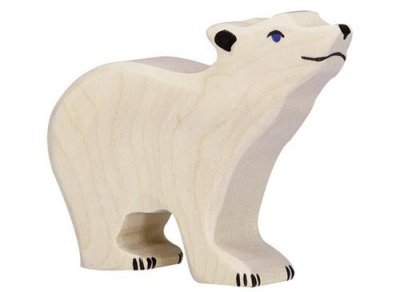 HOLZTIGER Figurine en bois Ours b&eacute;b&eacute; polaire 