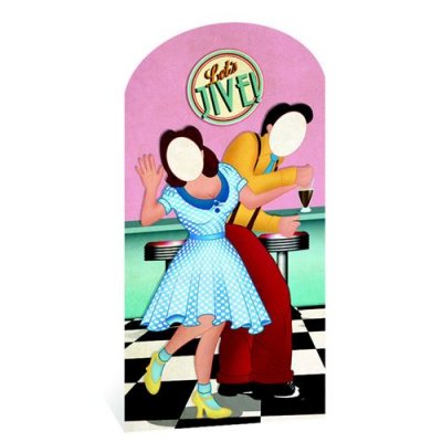 GENERIQUE Figurine en carton passe t&ecirc;te couple dance style 1950 lets jive 192 cm