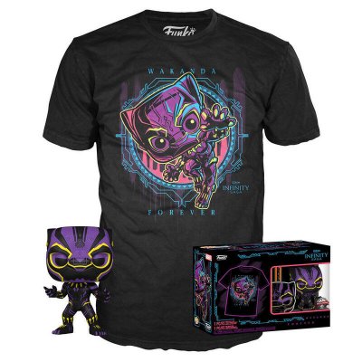 FUNKO Figurine  Pop et Tee Marvel Blacklight Black Panther S