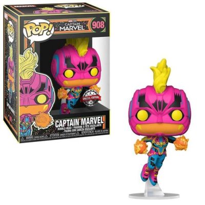 FUNKO Figurine  Pop! N&deg;908 - Marvel - Black Light Captain Marvel