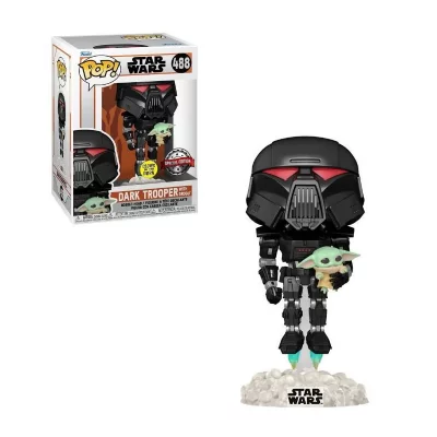 FUNKO Figurine  pop! Star wars: mandalorian - dark trooper w/child gw
