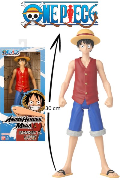 BANDAI Figurine One Piece - Anime Heroes Mega - 38331 - Luffy - 30 cm - Neuf