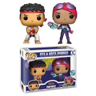 FUNKO Figurines  Pop Games Street Fighter Fortnite Ryu and Brite Bomber 