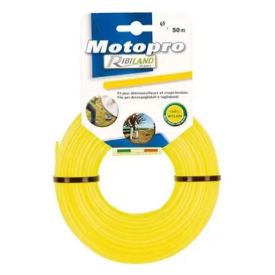 RIBIMEX Fil rond 50m diam&egrave;tre 3 mm jaune MOTOPRO pour t&ecirc;te de d&eacute;broussailleuse.