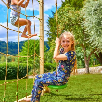 TP TOYS Filet d'escalade et tyrolienne pour aire de jeux Skywood bois FSC&reg;