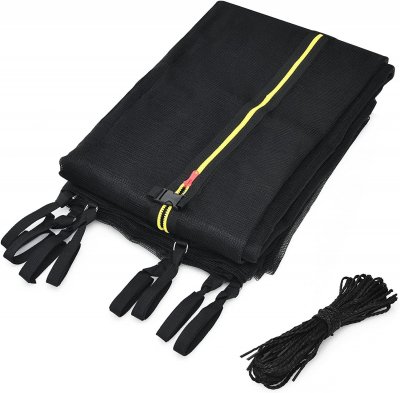 COSTWAY Filet De S&eacute;curit&eacute; Pour Trampoline &Oslash;366 Cm Avec 6 Poteaux Fermeture Eclair Double Et Boucles