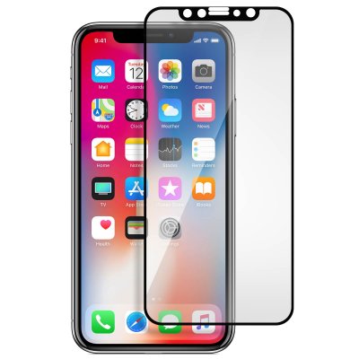 AKASHI Film iPhone X/XS Verre Tremp&eacute; Biseaut&eacute; Protection Ecran Antichocs  - Noir
