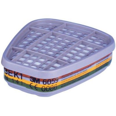 3M Filtre 6059 ABEK1 Vapeurs organiques, inorganiques, gaz acides, amoniac - boite de 8