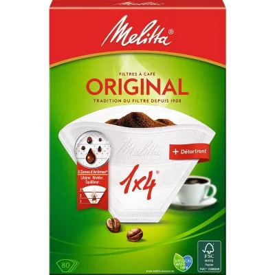 MELITTA Filtre &agrave; caf&eacute; 1X4 original + d&eacute;tartrant - 80 filtres - 
