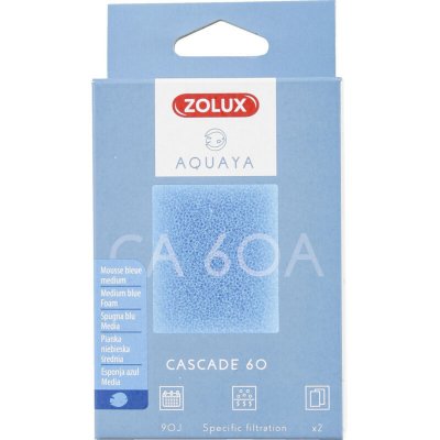 ZOLUX Filtre pour pompe cascade 60, filtre CA 60 A mousse bleue medium x2. pour aquarium.