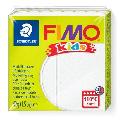 STAEDTLER Fimo Kids p&acirc;te &agrave; modeler pour enfants 42 grammes paillettes blanc