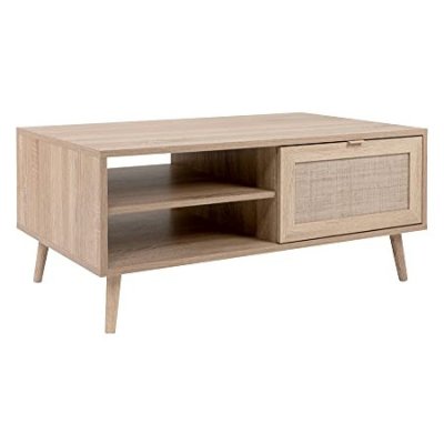 Finori Table basse Bali 55A Ch&ecirc;ne sonoma et impression de canne