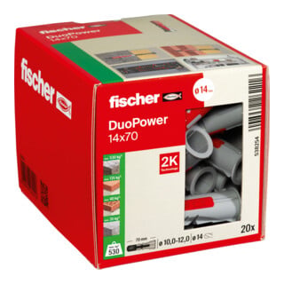 FISCHER  - Cheville tous mat&eacute;riaux DuoPower 14x70 mm - Bo&icirc;te de 20