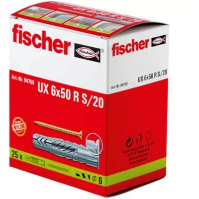 FISCHER  - Chevilles en nylon universelles 6mm ux x25